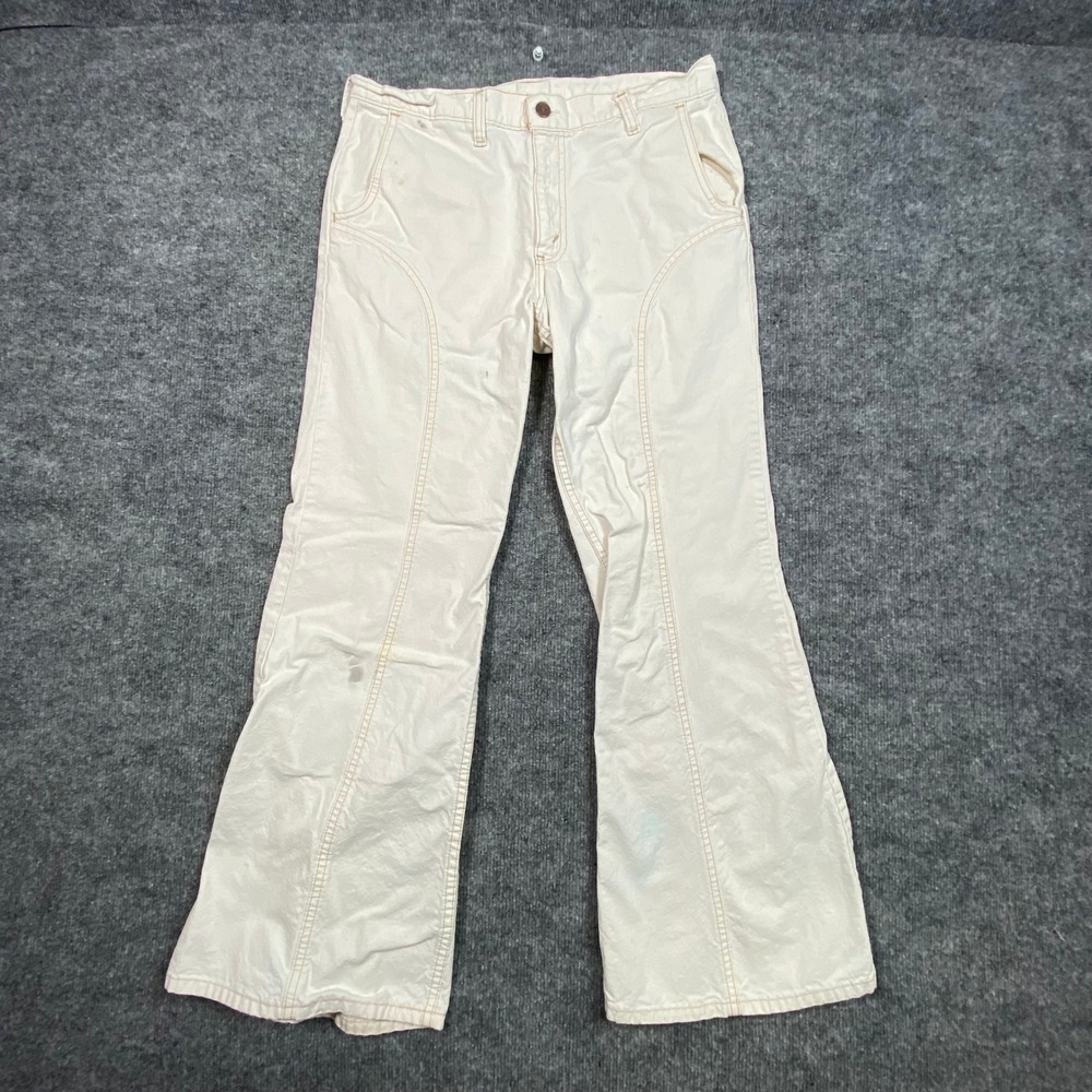 Levis White Jeans Mens 32x28 Orange Tab Twisted Seam Flare Denim